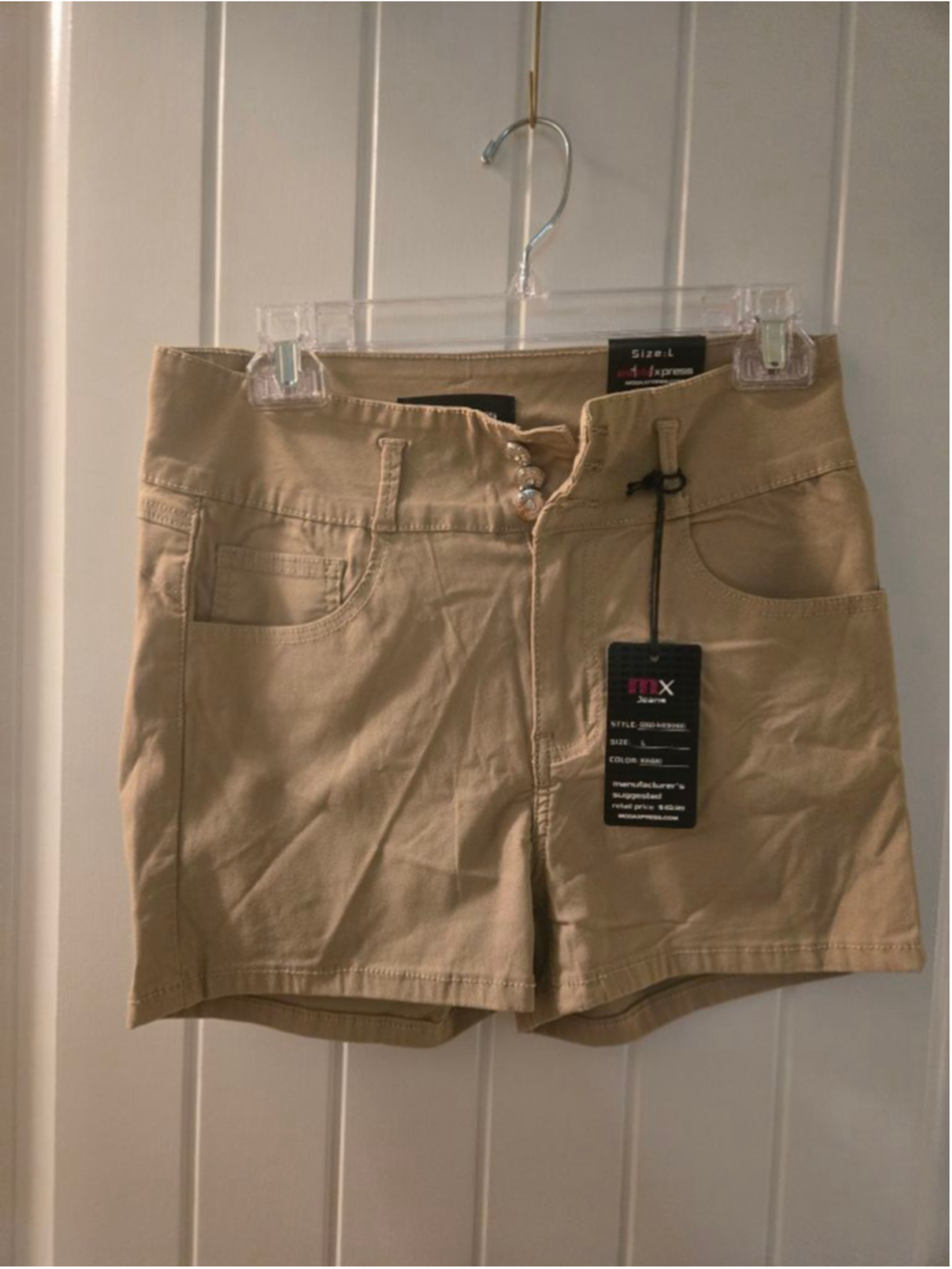 Women's Moda Xpress Khaki High Waist Shorts Size L